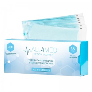  Sterilizacijos maišeliai autoklvui ar sterilizuotų įrankių laikymui ALL4MED 100 MM X 230 MM 200 VNT