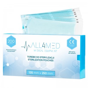 Maišeliai sterilizavimui autoklave ar sterilizuotų įrankių laikymui ALL4MED  135MM X 250MM 200PCS